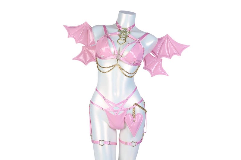 魅惑甜心 L 套组 - 女士内衣裤 - 其他材质 粉红色