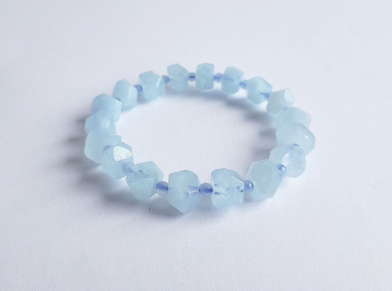 寶石系 冰魄 天然礦石 海藍寶 手鍊 - 手链/手环 - 半宝石 蓝色