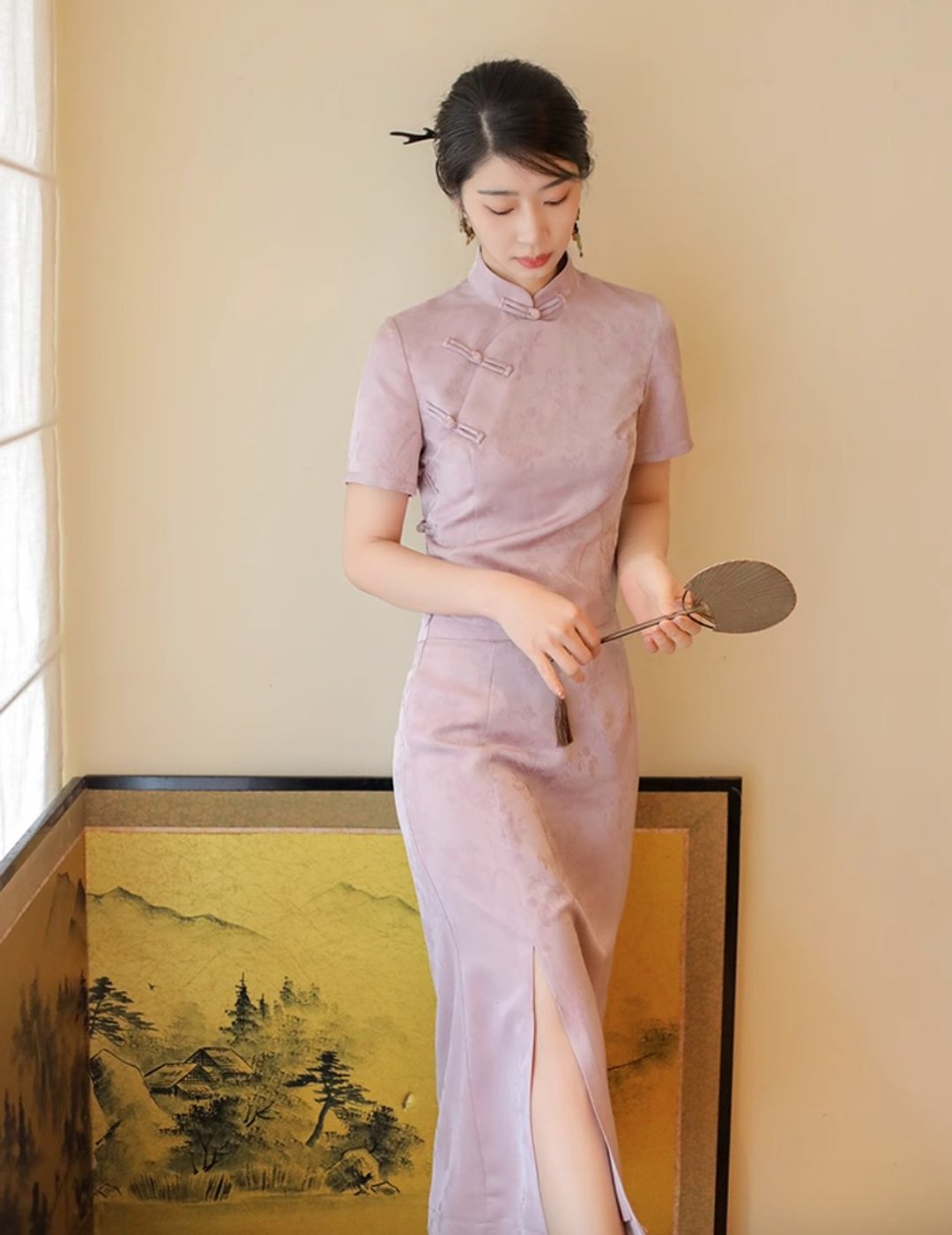 南湘 改良旗袍上衣半裙套装 - 女装上衣 - 其他材质 紫色