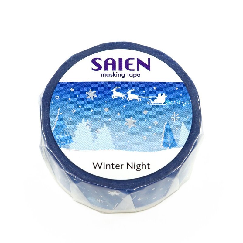 2025冬季【日本 SAIEN】20mm 银箔和纸胶带－冬夜 Winter Night - 纸胶带 - 纸 