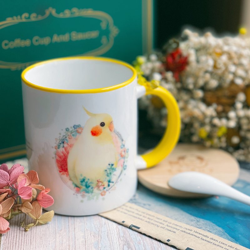 阳光玄凤-手绘马克杯/陶瓷杯/马克杯礼盒 - 咖啡杯/马克杯 - 瓷 黄色