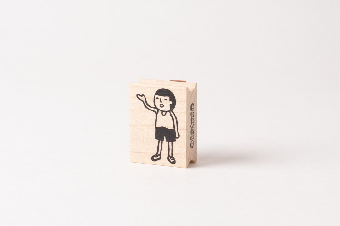 强势回归!! “まもるくん”举右手款*30mmx40mm*橡皮章*R027 - 印章/印台 - 木头 