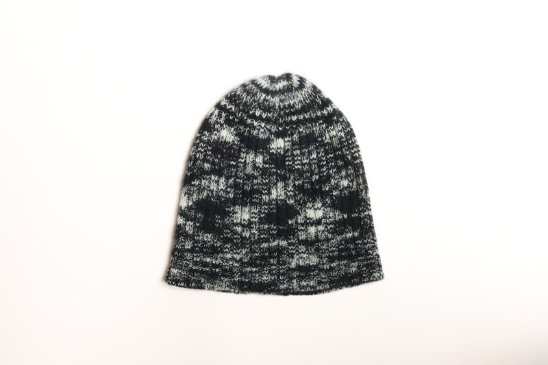 精品品牌/童/成人喀什米尔黑灰云雾纯羊绒100%冷帽瓜皮帽子北欧风 - 帽子 - 羊毛 黑色