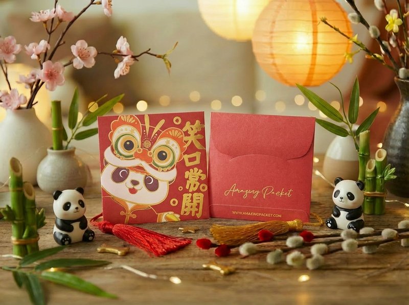 熊猫-笑口常开丨创意利是封丨利是廊 - 红包/春联 - 纸 红色