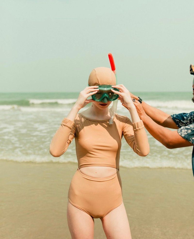 Purple salt swimwear with bathing cap - 其他 - 聚酯纤维 