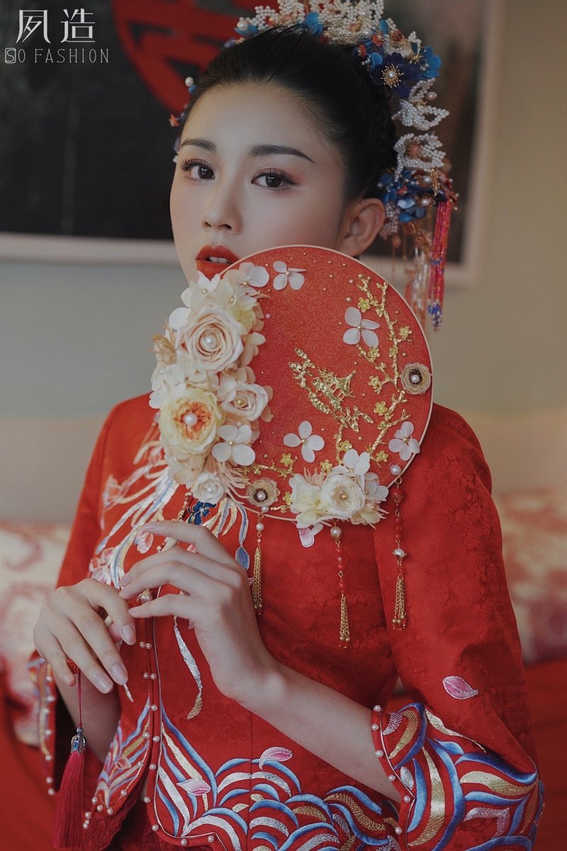 定制传统中式婚礼新娘团扇花扇DIY材料包闺蜜创意礼物 - 干燥花/捧花 - 植物．花 红色