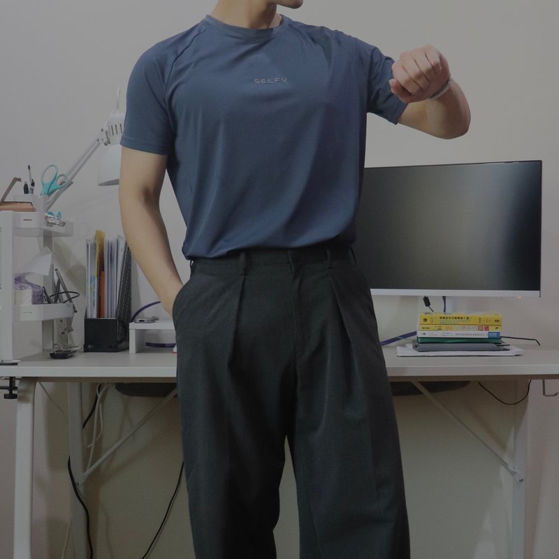 TrusFit系列 Raglan 训练短袖上衣 - 午夜蓝 - 男装运动衣 - 聚酯纤维 蓝色