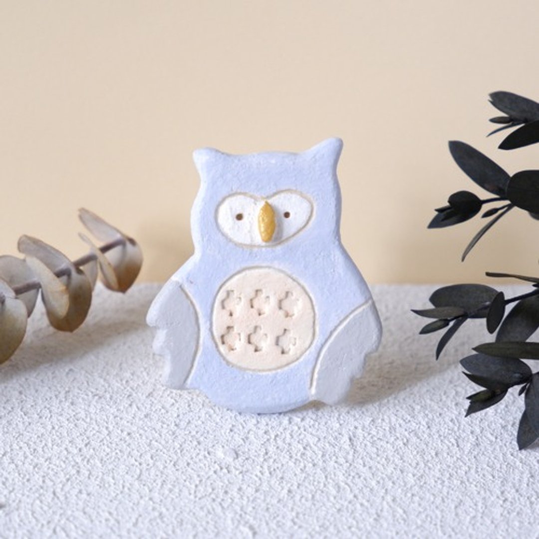 owl porcelain brooch - 胸针 - 粘土 