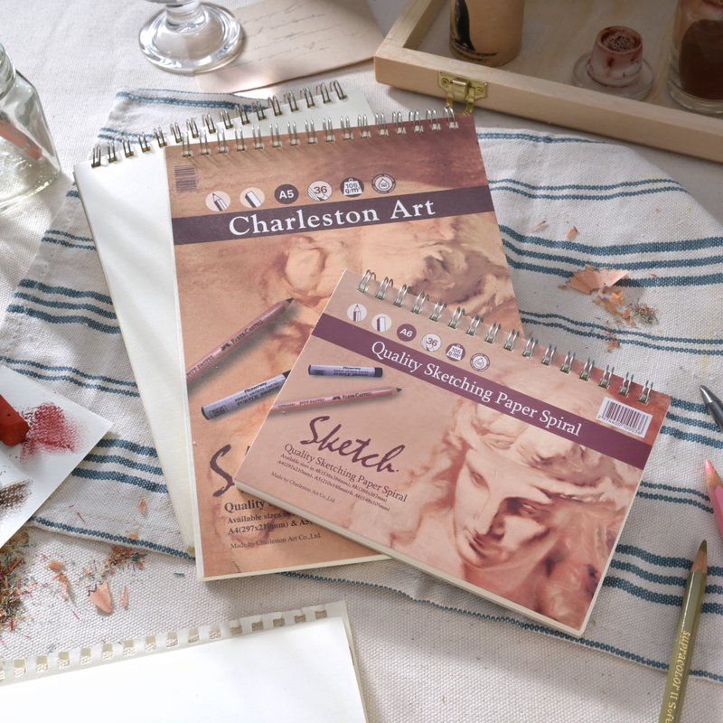 台湾 Charleston art 查理士 素描/粉彩本 105G A5 A6 - 插画/绘画/写字 - 纸 咖啡色