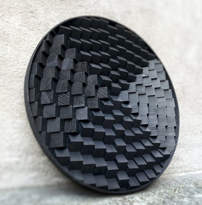 Round Wood Wall Art - Black Wood - Decor Music Studio - 3D Acoustic Panel - 墙贴/壁贴 - 木头 黑色