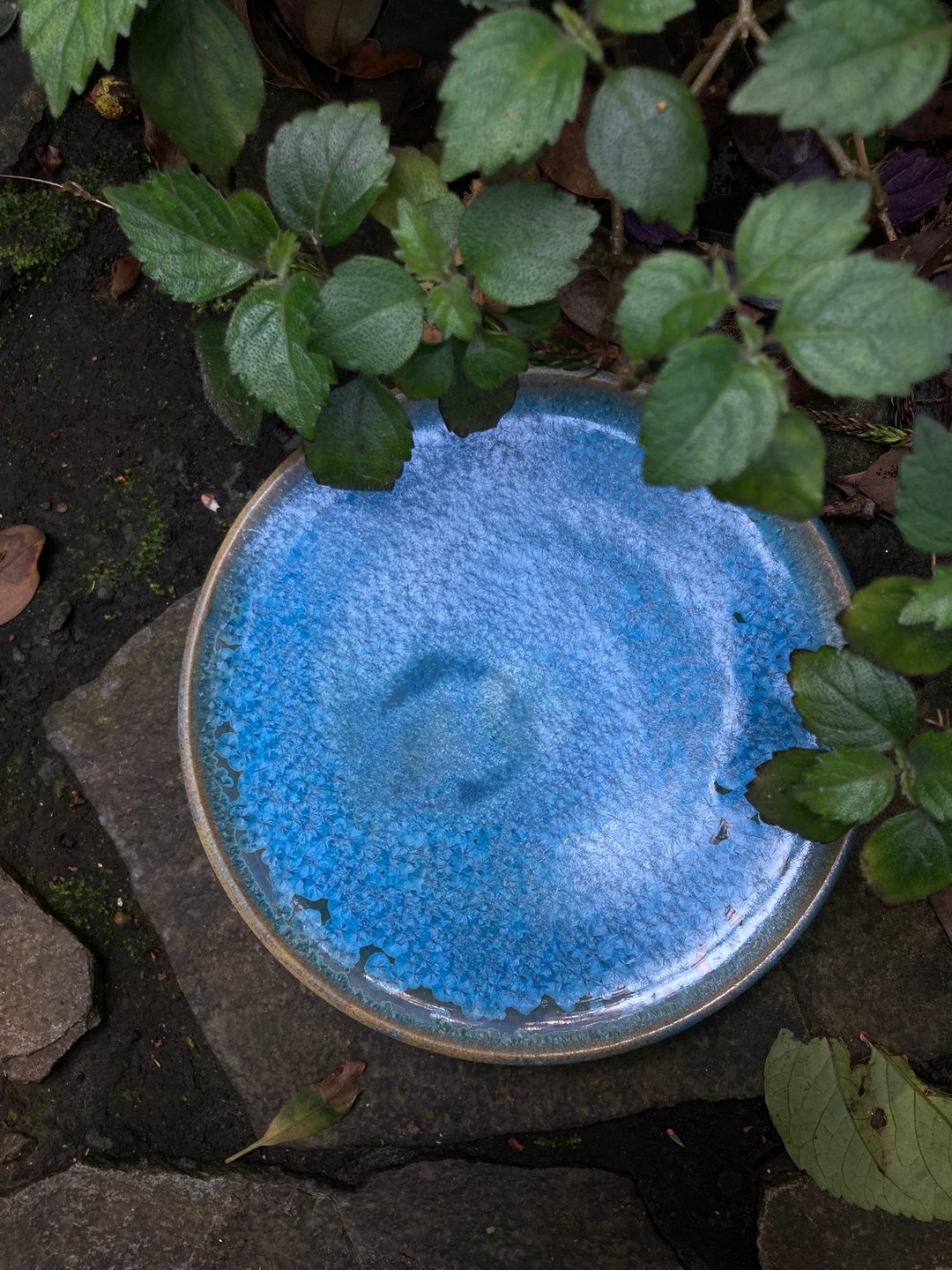 蓝釉结晶浅盘 II - 盘子/餐盘/盘架 - 陶 蓝色