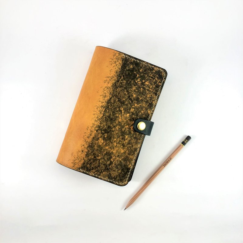 植鞣手染长寿手帐 - A6  黑黄配色(新年礼物)(开学礼物)(笔记本) - 笔记本/手帐 - 真皮 橘色
