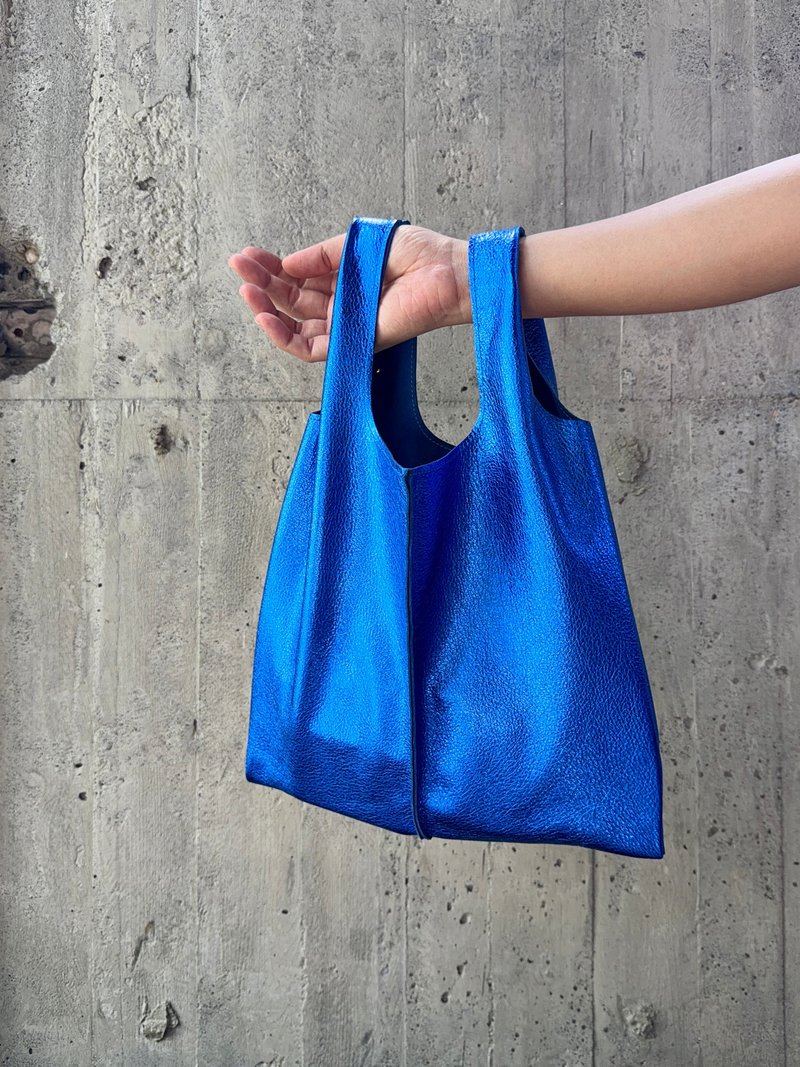 鹿皮八两手提袋  金属蓝 I 手提包 真皮包 背心袋 - 手提包/手提袋 - 真皮 蓝色