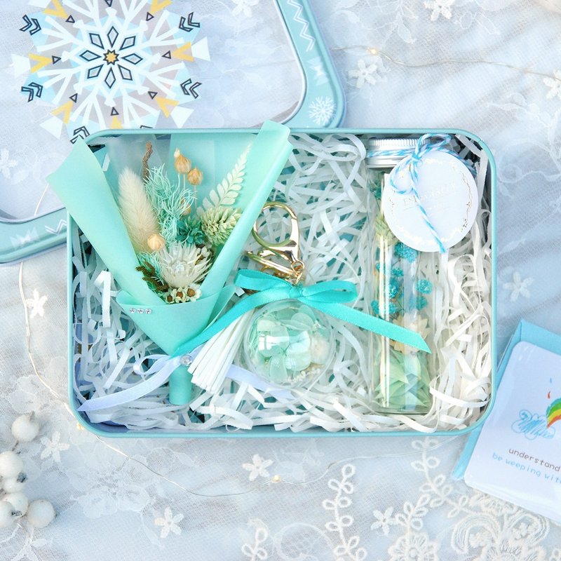 干燥花三入花礼-Tiffany雪花 生日礼物 毕业礼物 - 干燥花/捧花 - 植物．花 蓝色