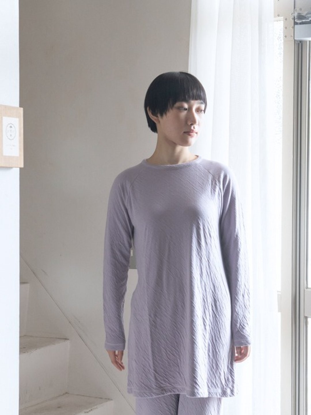 薰衣草紫渲染 丝滑触感 Air Knit 长版上衣【100% 有机棉】 - 女装上衣 - 棉 紫色