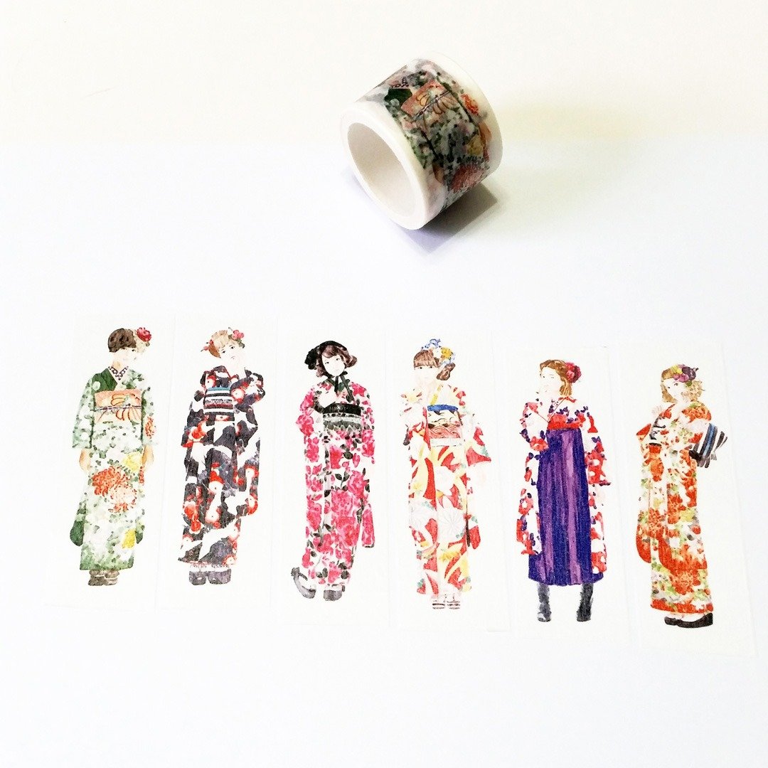 麒麟纸胶带 和服娃娃 - 纸胶带 - 纸 
