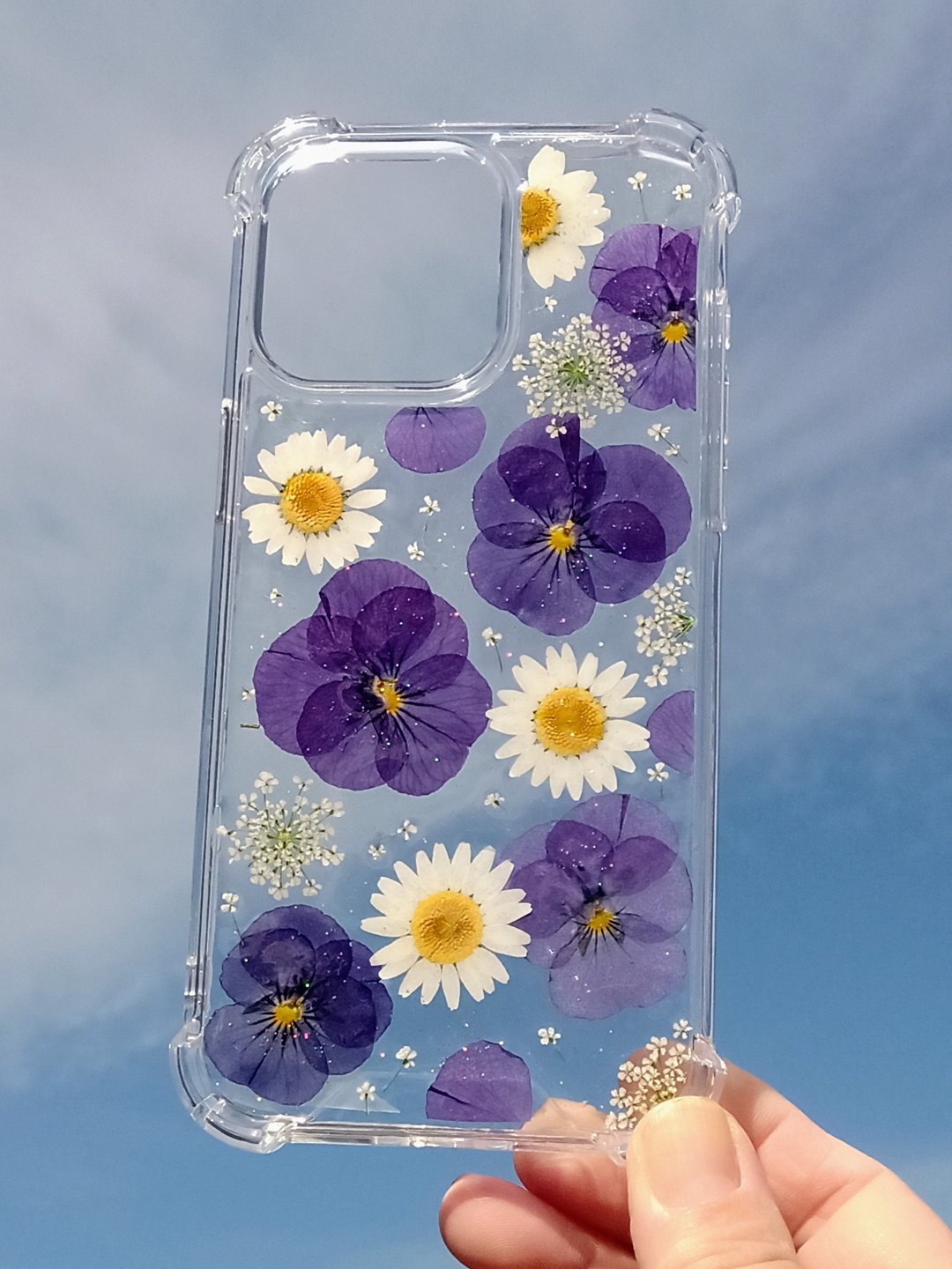 手作押花手机保护壳| iPhone 15 Pro Max | 三色堇款 - 手机壳/手机套 - 塑料 多色