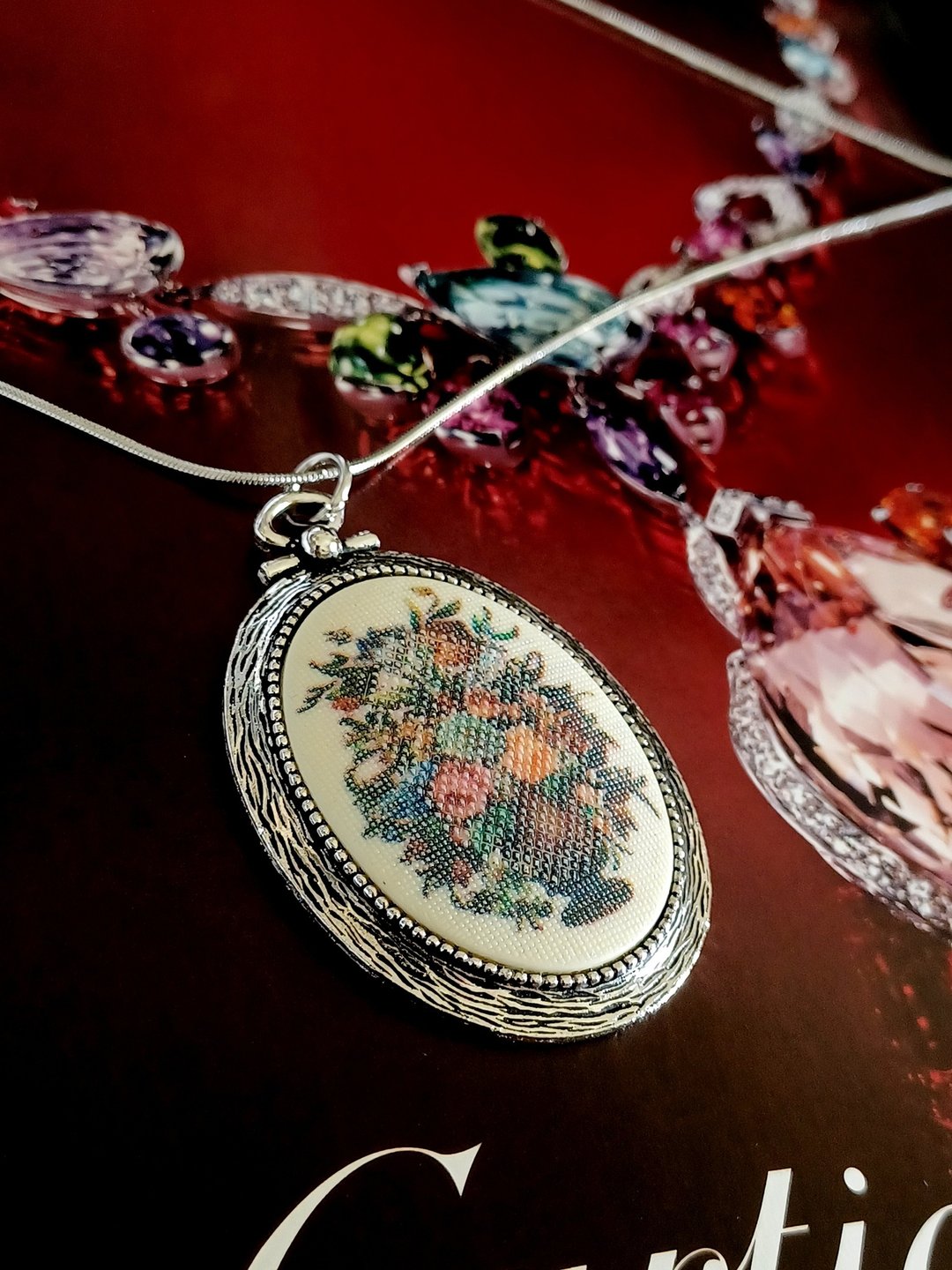 vintage jewelry  COVENTRY 刺绣纹花卉 项链 - 项链 - 其他金属 