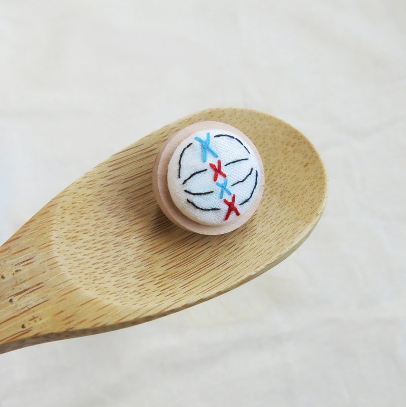 终生学习系列  生物学 细胞分裂 刺绣扣针/别针 - 徽章/别针 - 绣线 白色