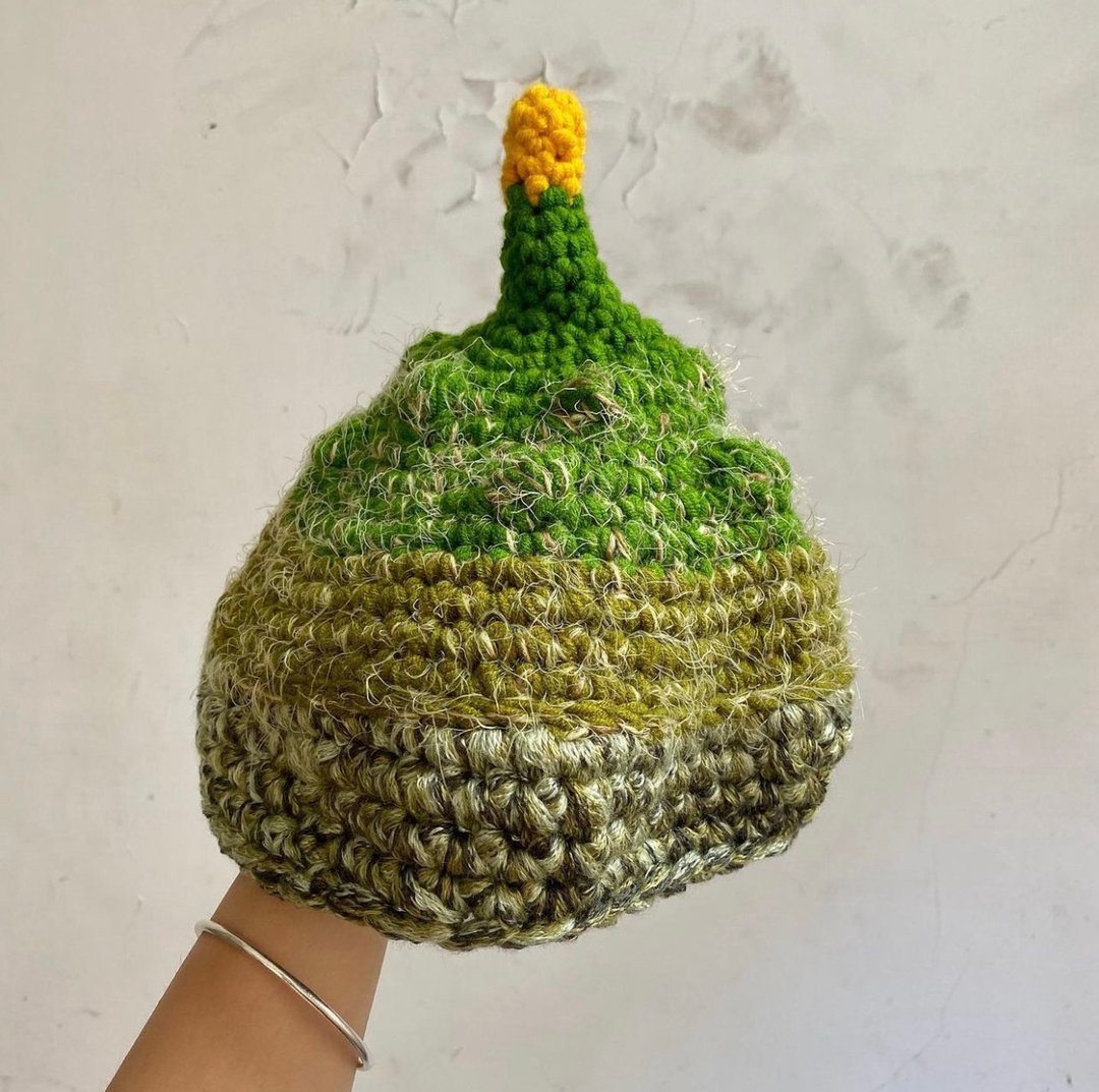 手工编织帽 毛线帽 - 帽子 - 棉 绿色