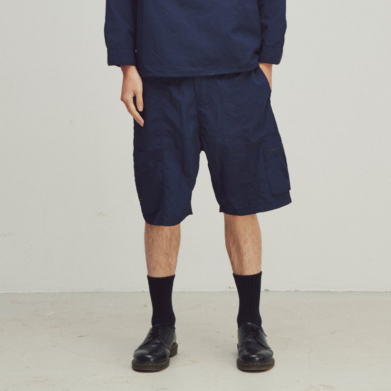 EVOLVE(D) - RE-NYLON - Crinkle shorts (navy) - 男士长裤 - 尼龙 蓝色