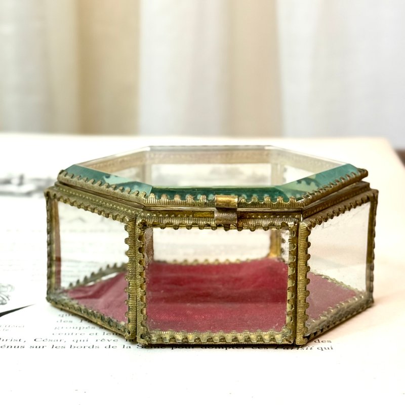 50691-绝美法国古董六角形珠宝盒 - 收纳用品 - 铜/黄铜 