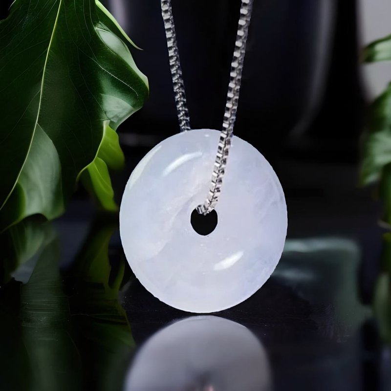 【愿·平安】冰种翡翠平安扣项链 | 天然缅甸玉A货翡翠 | 送礼 - 项链 - 玉石 透明