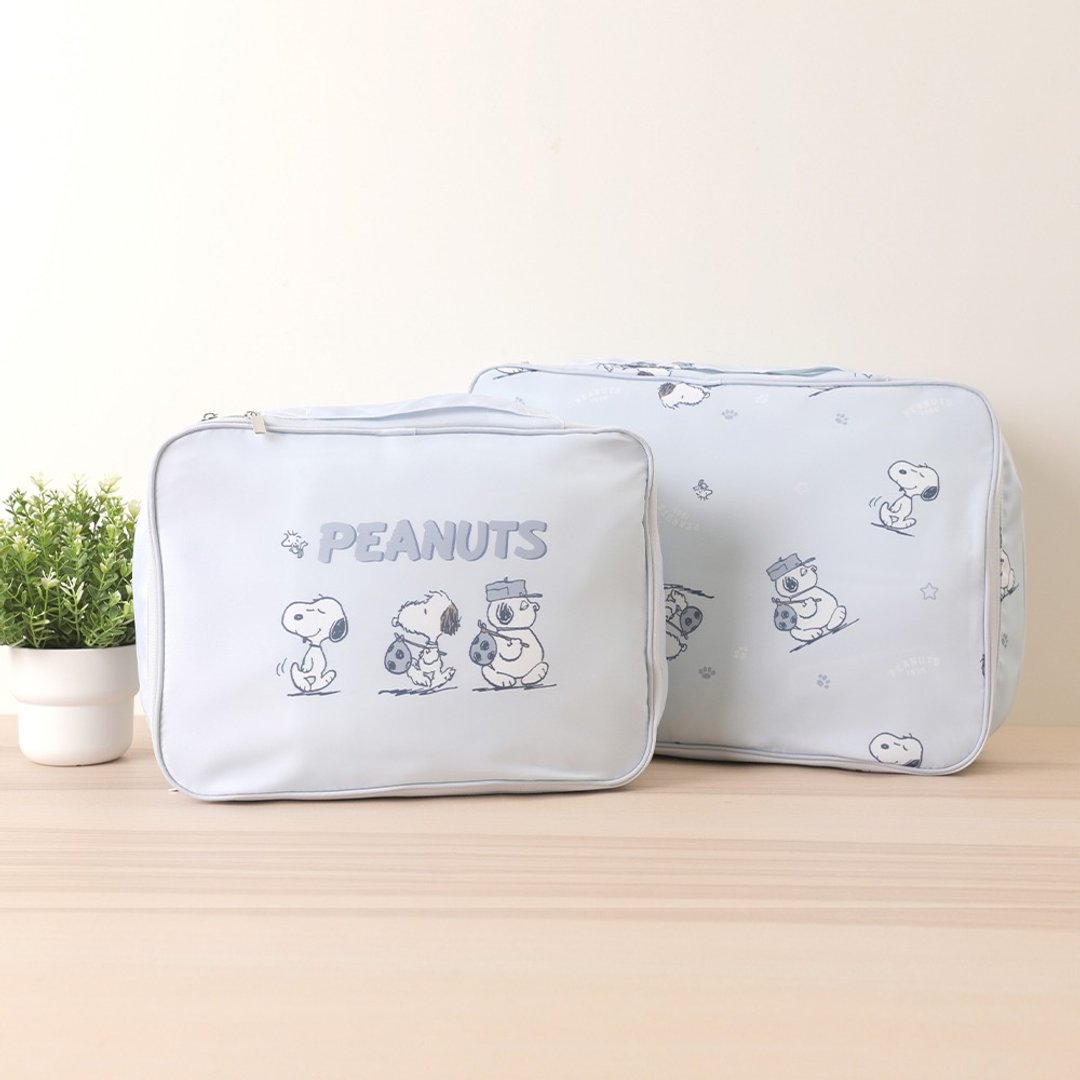 Peanuts 史努比旅行压缩收纳袋 M 手足 Snoopy 双层行李收纳压缩袋 - 行李箱/行李箱保护套 - 聚酯纤维 多色