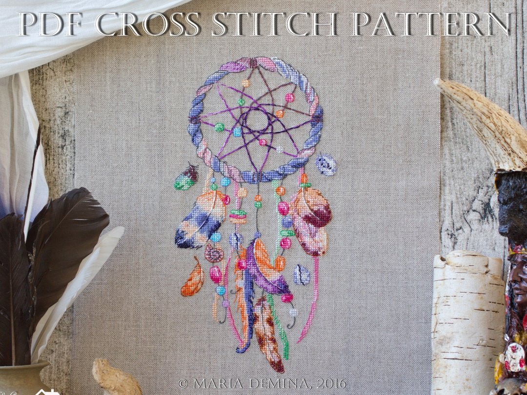 Watercolor Dream Catcher PDF cross stitch pattern - 手工艺教程/工具书 - 其他材质 