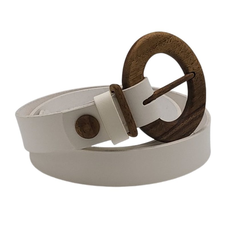 Wood Belt Fuji Happiness 308 - 可生物降解胡桃木白色皮革皮带 - 皮带/腰带 - 木头 白色
