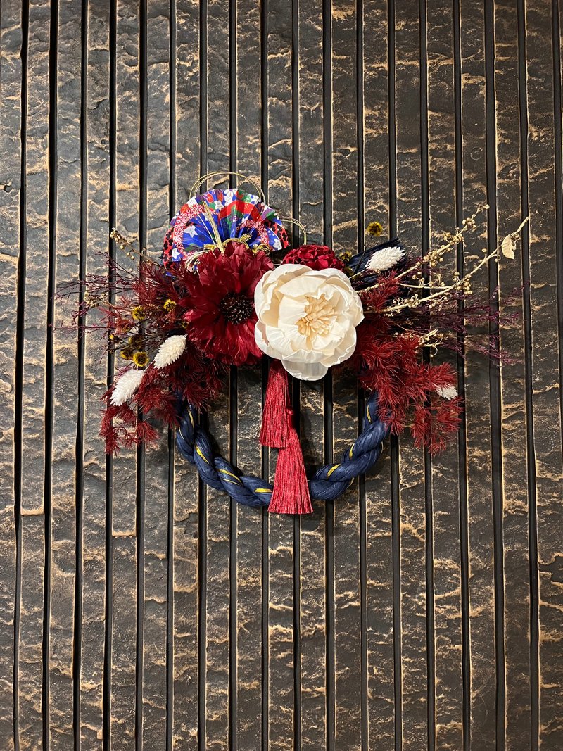 蓝色注连绳  新年挂饰 - 干燥花/捧花 - 植物．花 