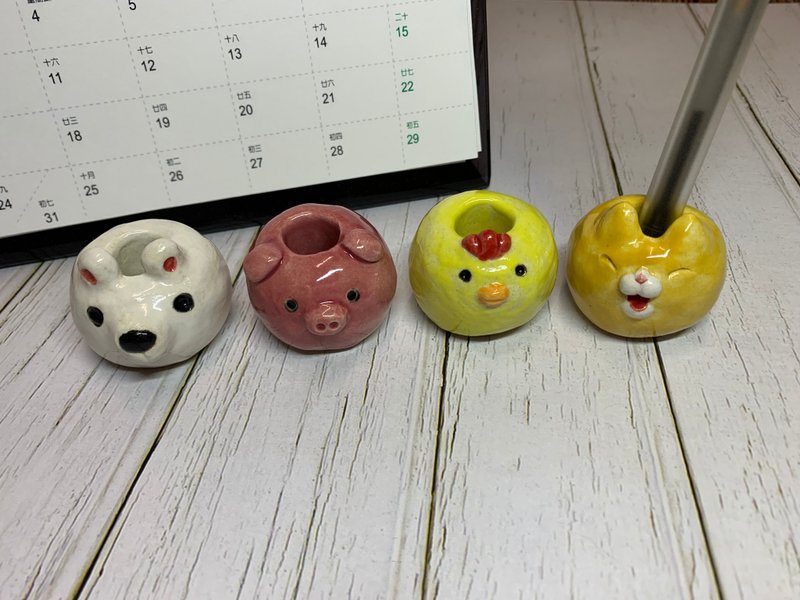 小动物笔插/牙刷架/笔架 - 其他 - 陶 白色