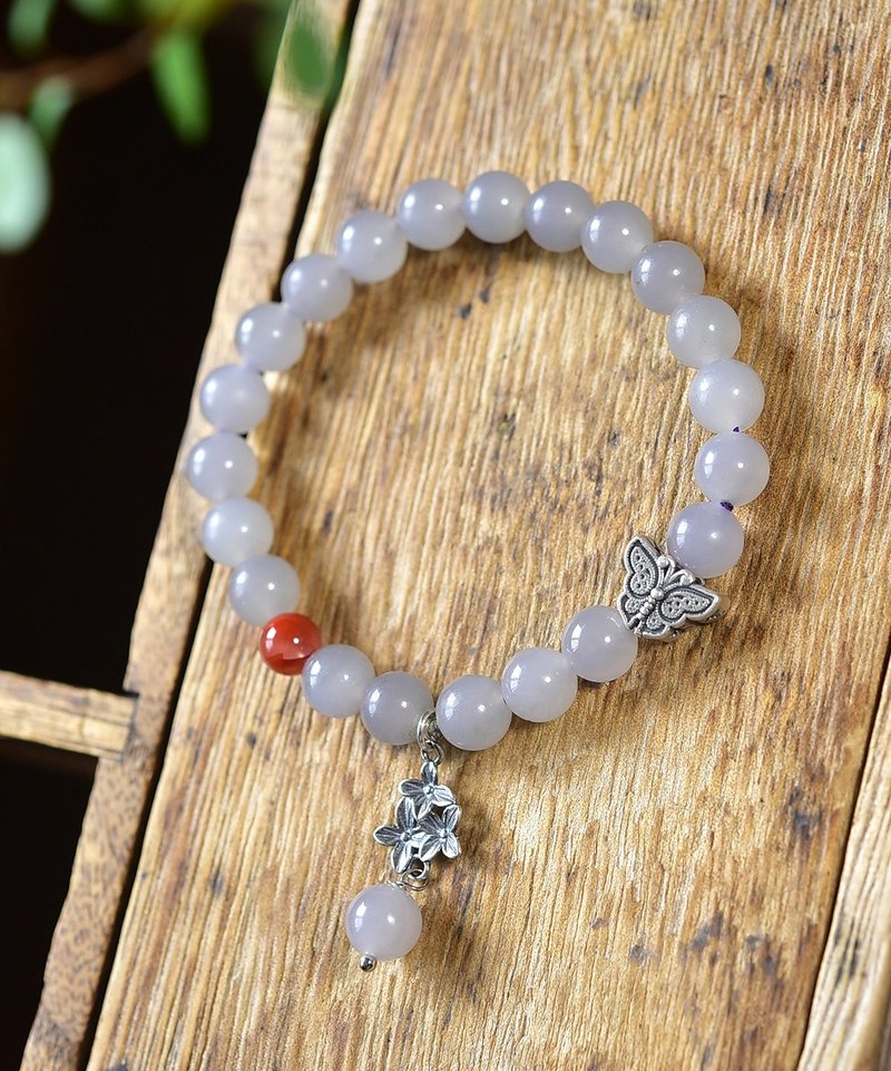 秒杀 天然新疆和田玉烟紫手链 玉质细腻油润 - 手链/手环 - 玉石 