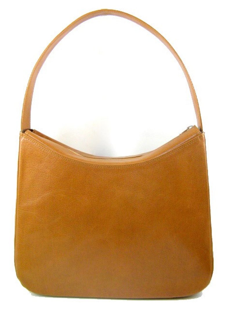 バッファロー革　ハンドバッグ キャメル - 手提包/手提袋 - 真皮 金色