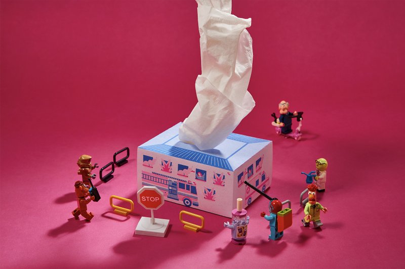 RISOGRAPHY 灰修厝面纸盒海报 - 卡片/明信片 - 纸 粉红色