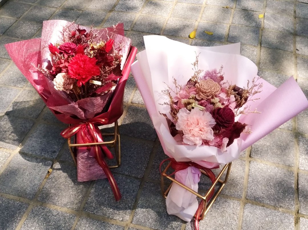 母亲节 花束 花礼 永生花 - 干燥花/捧花 - 植物．花 粉红色
