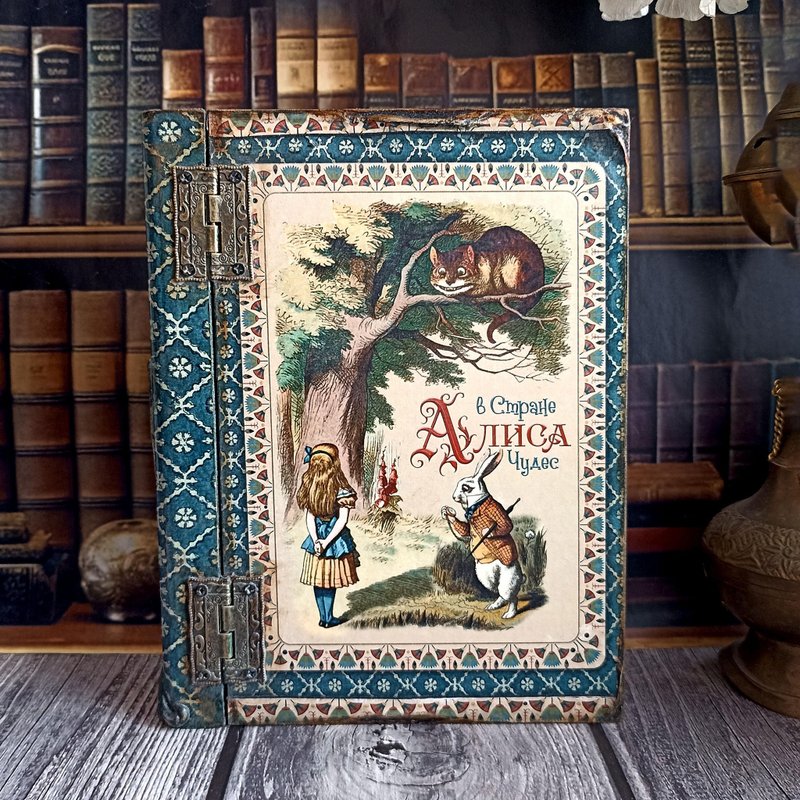 饰品盒 爱丽丝梦游仙境，塔罗牌盒，疯帽子茶会盒，白兔， - 收纳用品 - 木头 蓝色