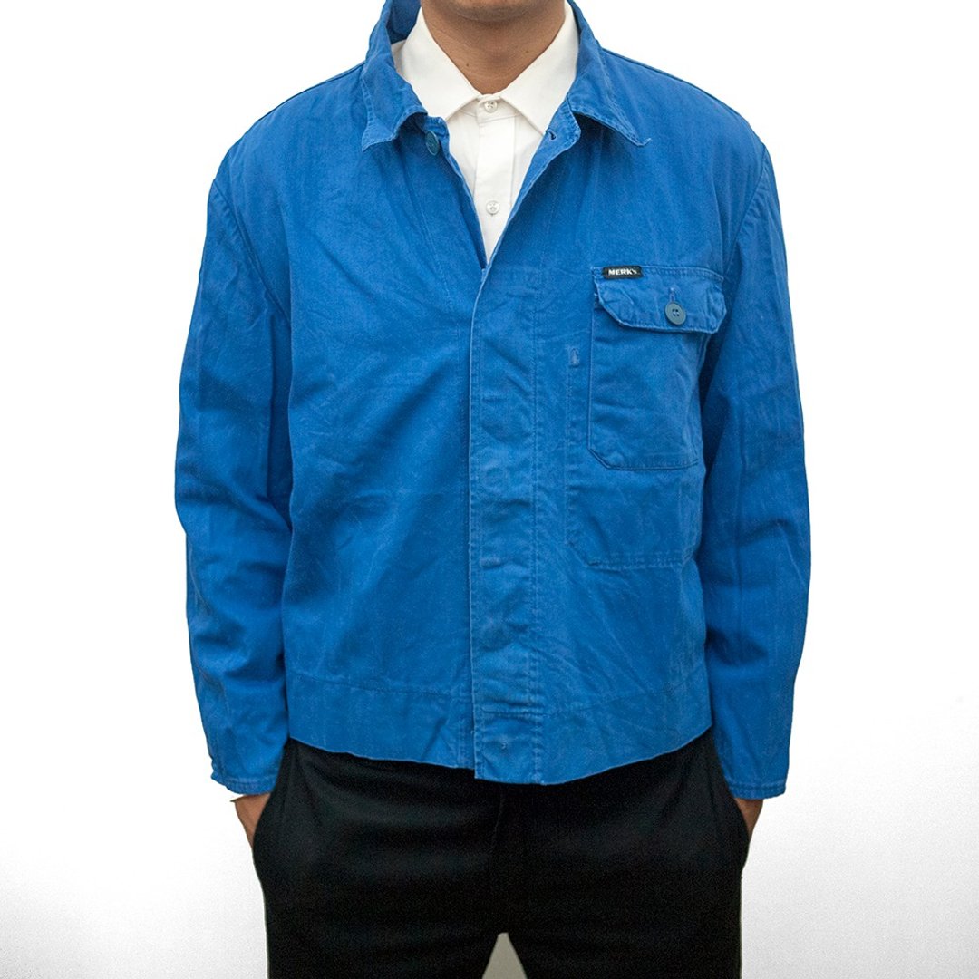 MERKS 企业版 工作罩衫 工作服 作业服 蓝色 古着 二手 汽修 工装 - 男装外套 - 棉 蓝色