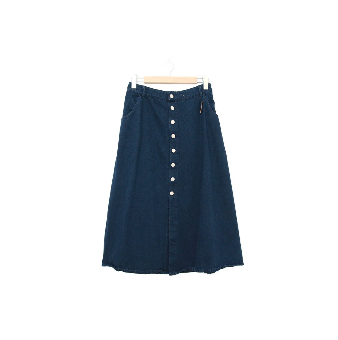 Back to Green- 复古丹宁长裙35-42 腰可穿 /ds-16 vintage skirt - 裙子 - 棉．麻 
