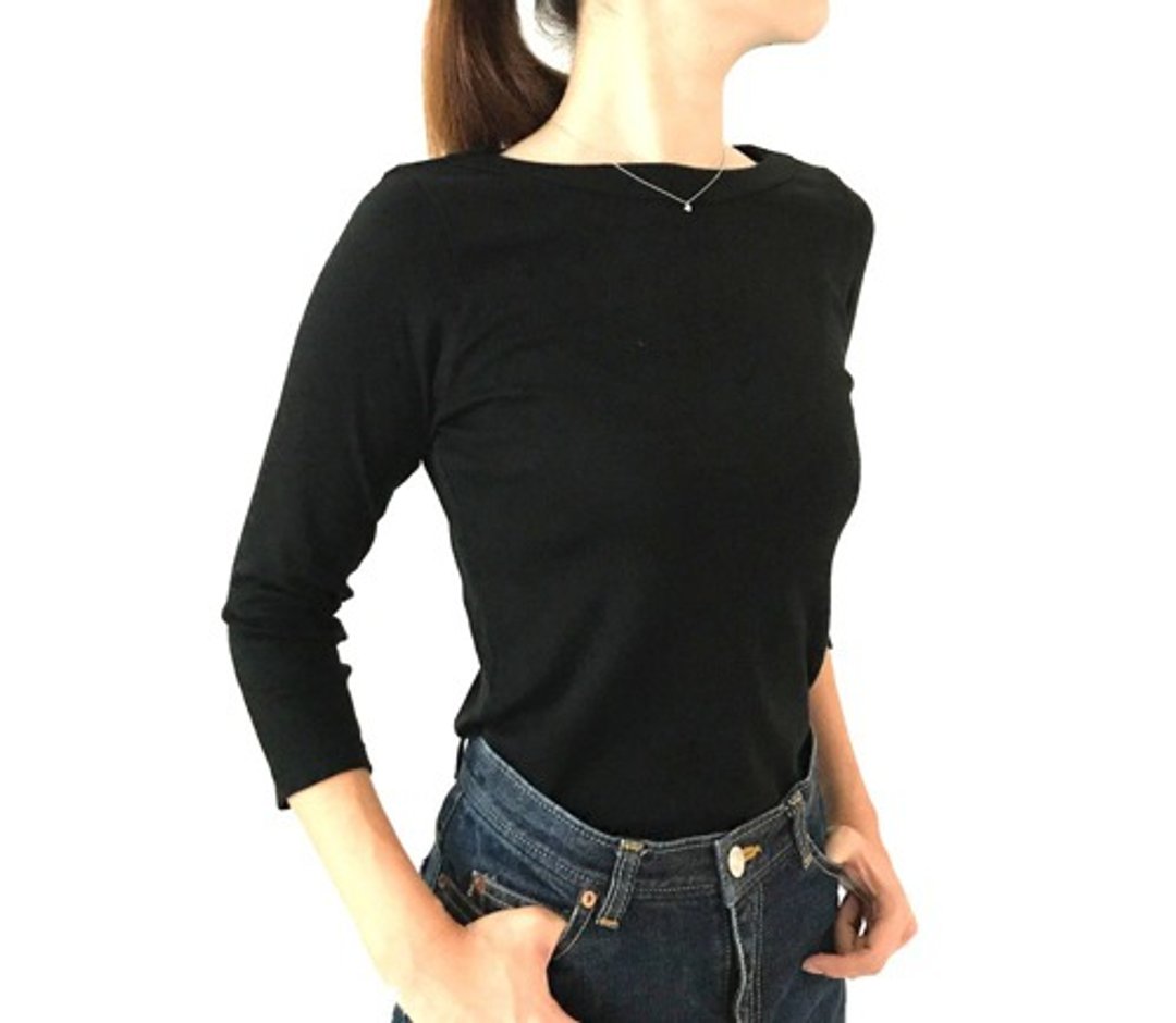 [For long sleeves] Adult boat neck T-shirt with a focus on shape [Available in colors and sizes] - 女装上衣 - 棉 