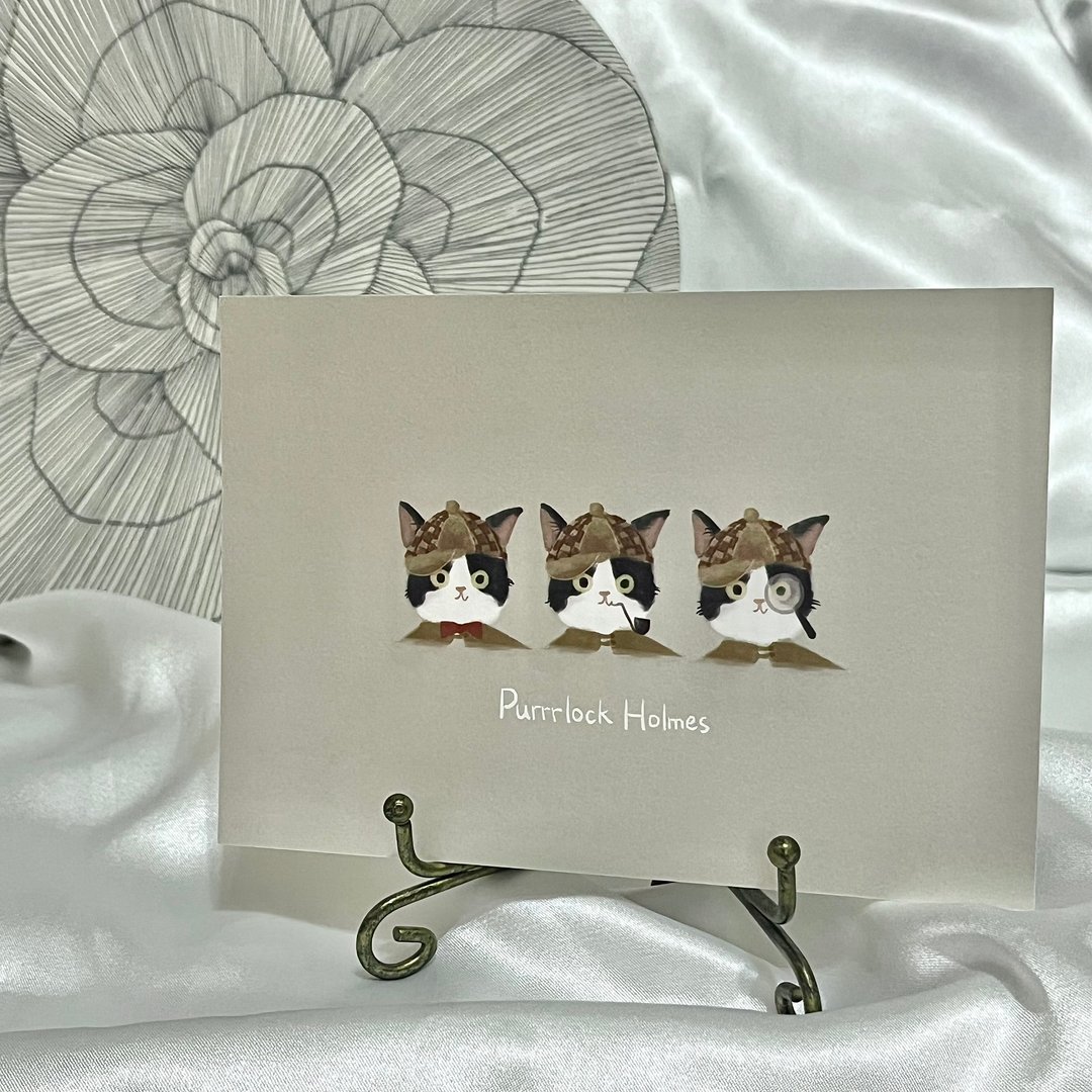 明信片 | 福尔喵斯 Purrlock Holmes 侦探猫 - 卡片/明信片 - 纸 