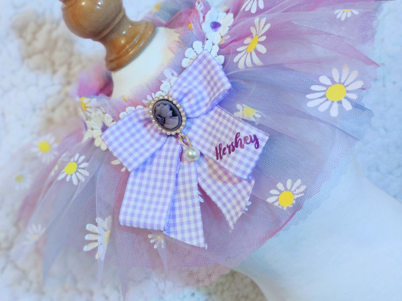 彩色紫蓝彩虹色 小菊花 轻薄纱 造型颈饰 颈项 collar - 衣/帽 - 棉．麻 紫色