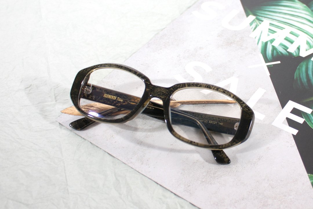 绝版 备长炭 ELEMENTS eyewear 复古方框 眼镜 镜框 日本手工制作 - 眼镜/眼镜框 - 其他材质 灰色