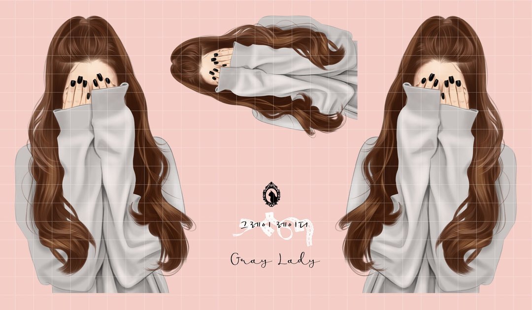 Grey Lady - 白色印刷PET（蓝色狮子）（suyeon）人物贴纸女孩贴纸 - 贴纸 - 纸 多色