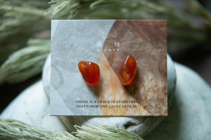 CRACK | 矿物系耳环 |  EARRINGS - 耳环/耳夹 - 玉石 红色
