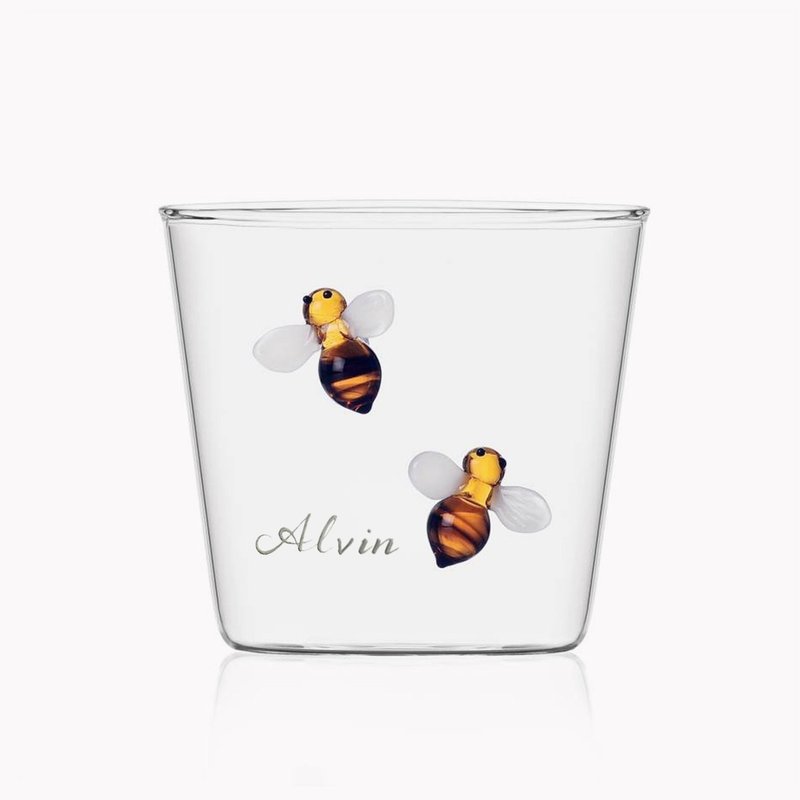 340cc【小蜜蜂嗡嗡嗡 意大利Ichendorf】立体手工杯 定制化刻字 - 玻璃杯 - 玻璃 黄色