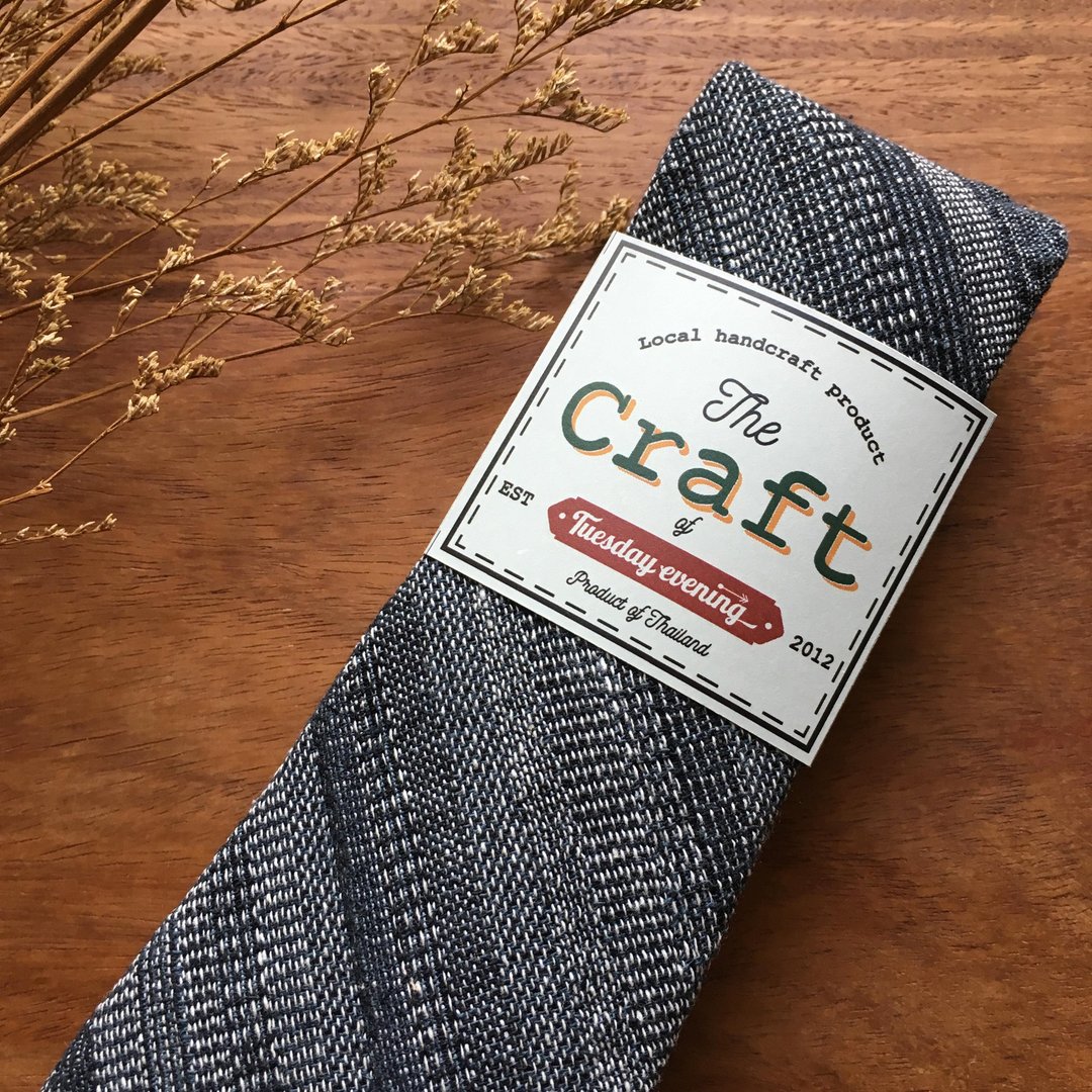 Handicraft Cotton Grey Streak Neck Tie - 领带/领带夹 - 棉 灰色