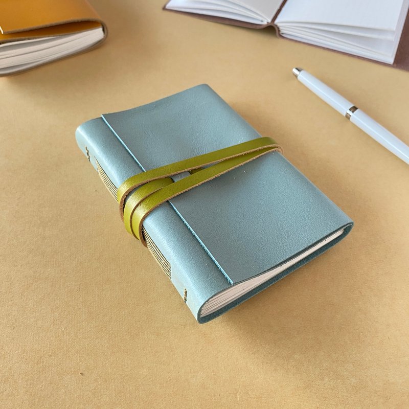 皮革手帐 B7 浅蓝色 - 笔记本/手帐 - 真皮 蓝色