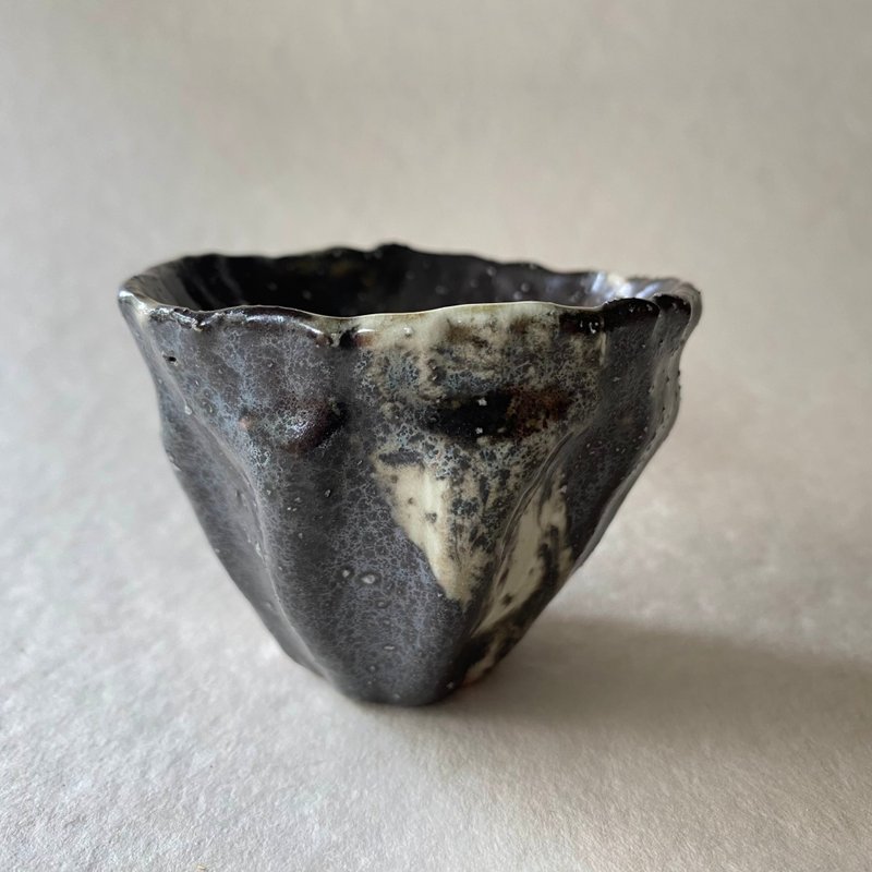 陶/柴烧/绞胎/黑白水墨小杯/附木盒 - 其他杯子 - 陶 黑色