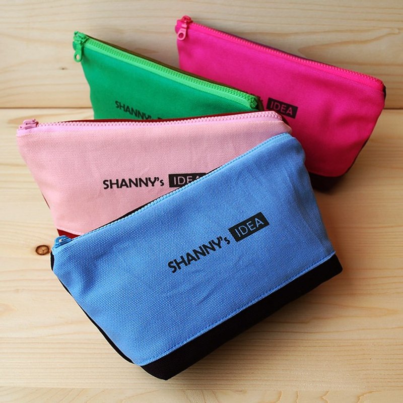 定制化_双彩帆布大笔袋 - 铅笔盒/笔袋 - 棉．麻 蓝色